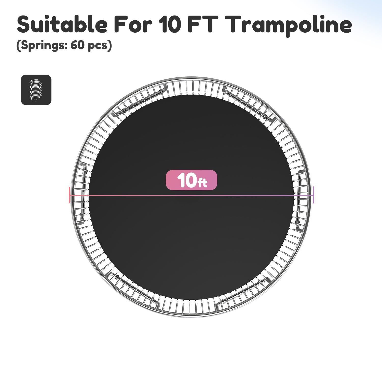SÄKEE SAKEE Replacement Jumping Mat, Fits 10FT Round Trampoline Frame with 60 V-Hooks, Using 5.5