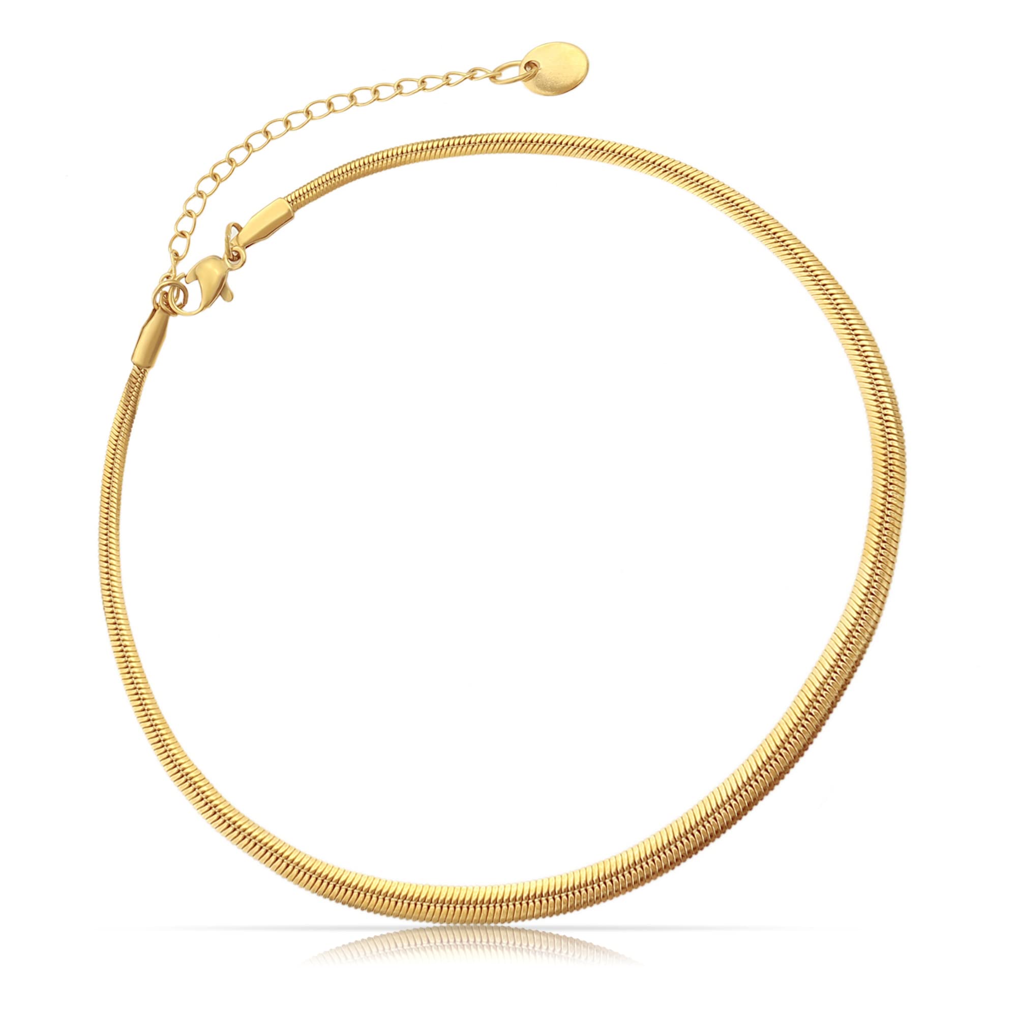 Made by Nami Cavigliera da donna in acciaio inox con forte chiusura a moschettone, con design a serpente, colore oro o argento, idea regalo per lei