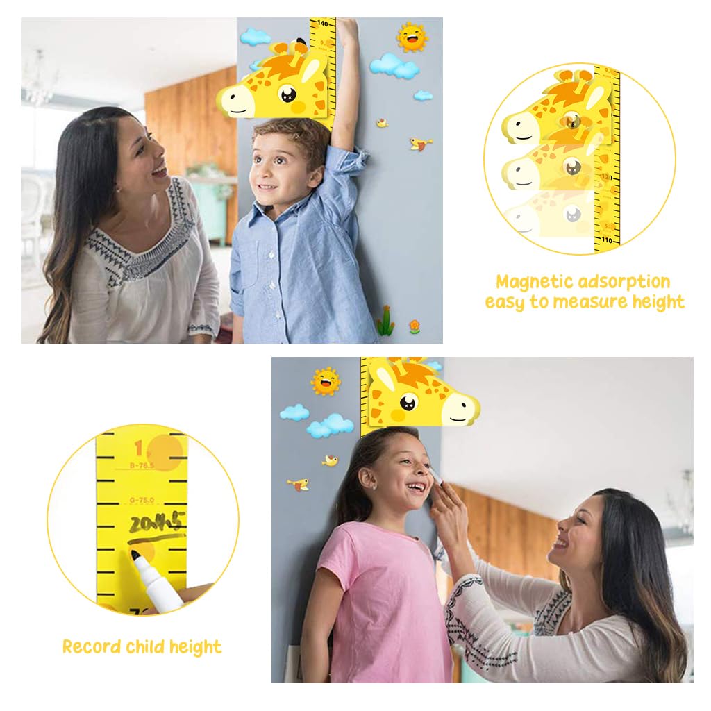 PATPAT® Height Growth Chart for Kids Room 70-180cm Height Ruler with Magnetic Cartoon Giraffe Marker Height Growth Chart Kids Room Decor - Image 4 thumbnail