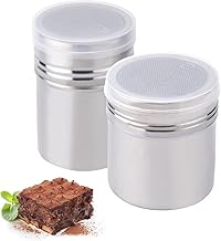 Tumez 2pcs Powder Flour Shaker, Stainless Steel Powder Sugar Duster Can with Fine-Mesh Lid, Sifter Dispenser Container Powder Flour Shaker