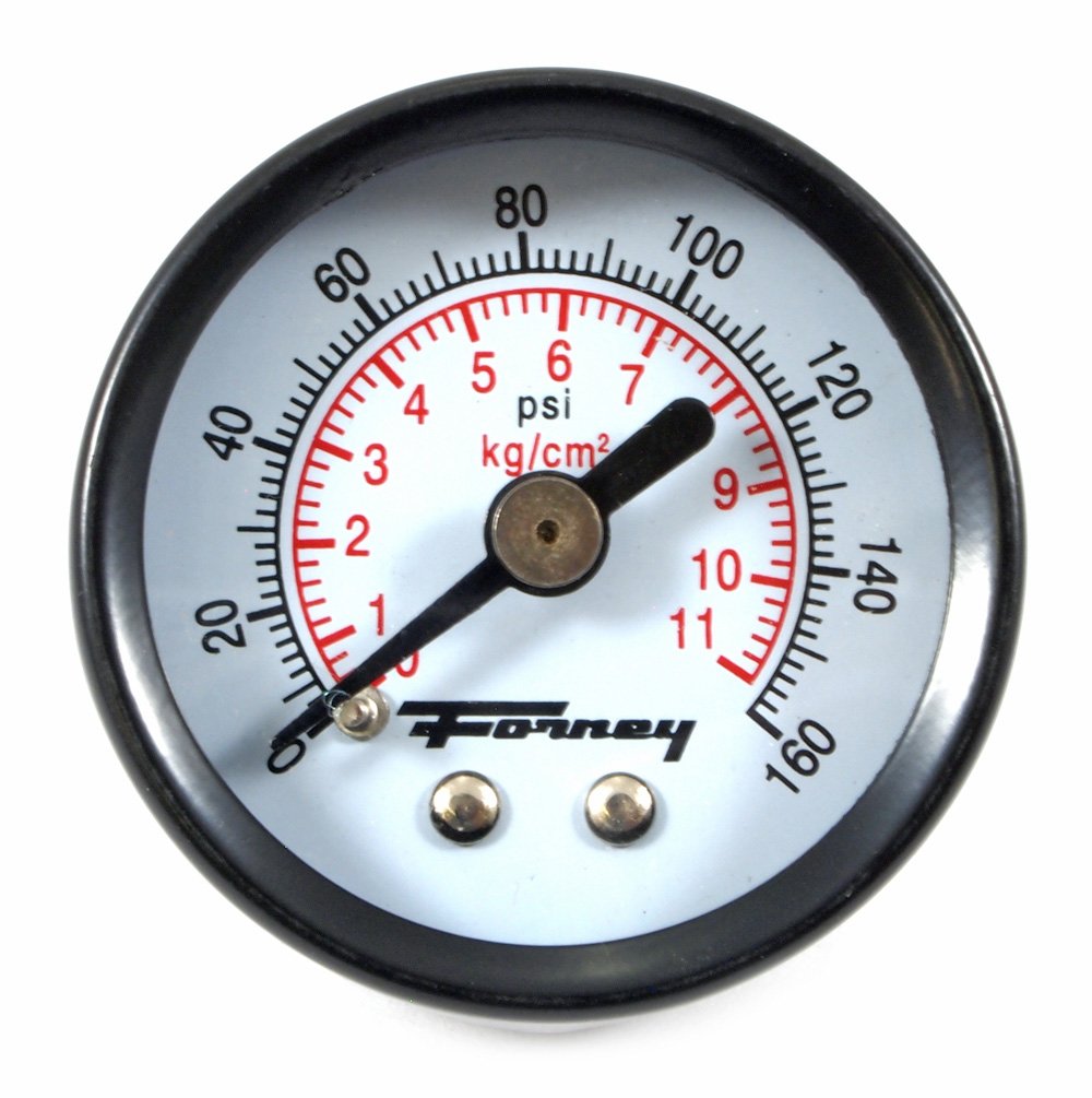 Forney 75565 Pressure Gauge with Rear Mount, 1-1/2-Inch Face, 1/8-Inch NPT, 0-160 PSI