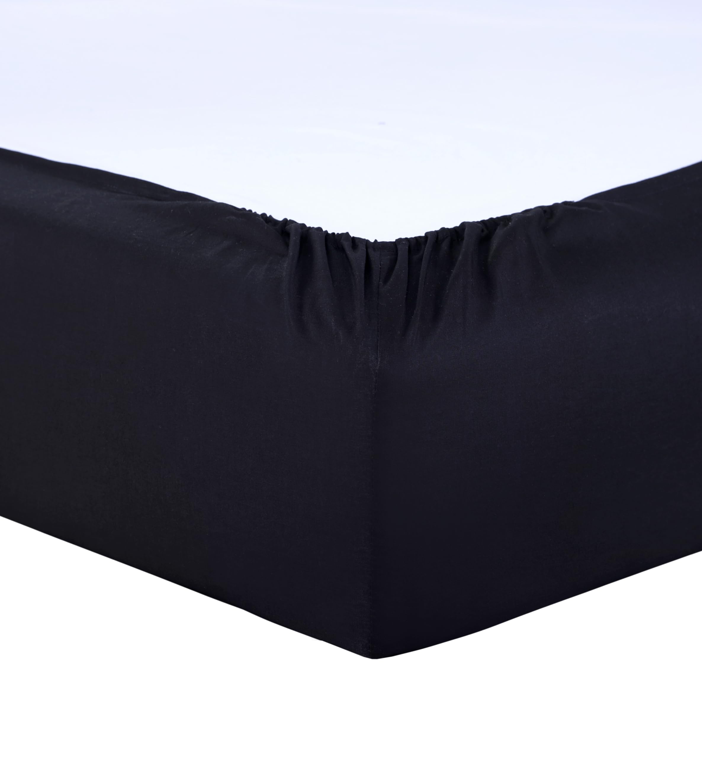 VISION Lenzuolo con angoli matrimoniale, 2 persone, 180 x 200cm con altezza da 30cm, Nero, 100% Cotone