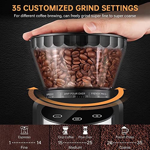 GREENFROM Electric Conical Burr Coffee Grinder Crazymos