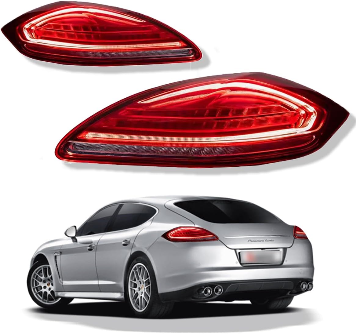 TYPY LED Tail Light Assembly for 2010-2013 Porsche Panamera 970 - Facelift Full LED Rear Taillights, Left & Right Pair, Replacement for Turn Signal Brake Reverse Lamps（Red）