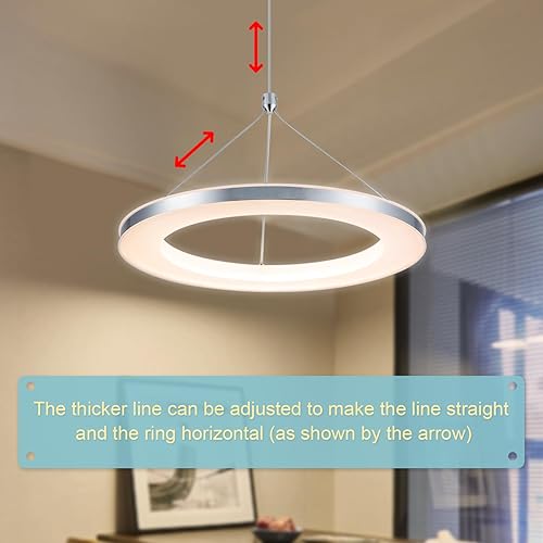 Miniatura 5 de CHYING Lámparas colgantes LED para isla de cocina, lámpara de araña de anillo moderno de 11.8" 15W, luz cálida blanca, lámpara colgante de techo