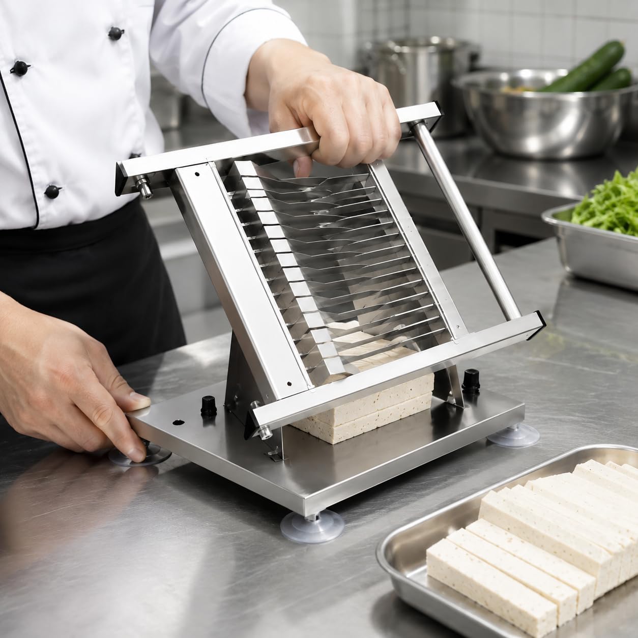 Sushi Rollschneider, manuelle 12-teilige Schneidemaschine mit Edelstahlklingen, 2-stufiges Sushi-Herstellungswerkzeug für Restaurant und Heimgebrauch