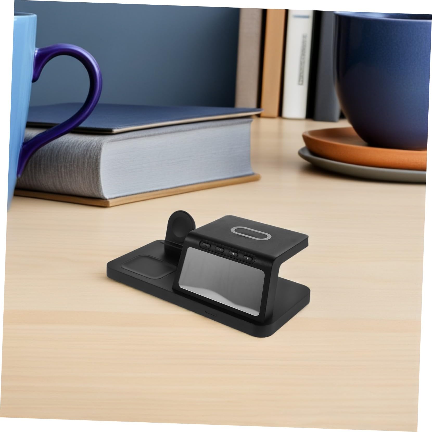 Tofficu 15w Caricabatterie Wireless Per Cellulari Stazione Di Ricarica Per Orologio Dock Di Ricarica Portatile Per Comodino Dock Wireless Da Scrivania Da Viaggio