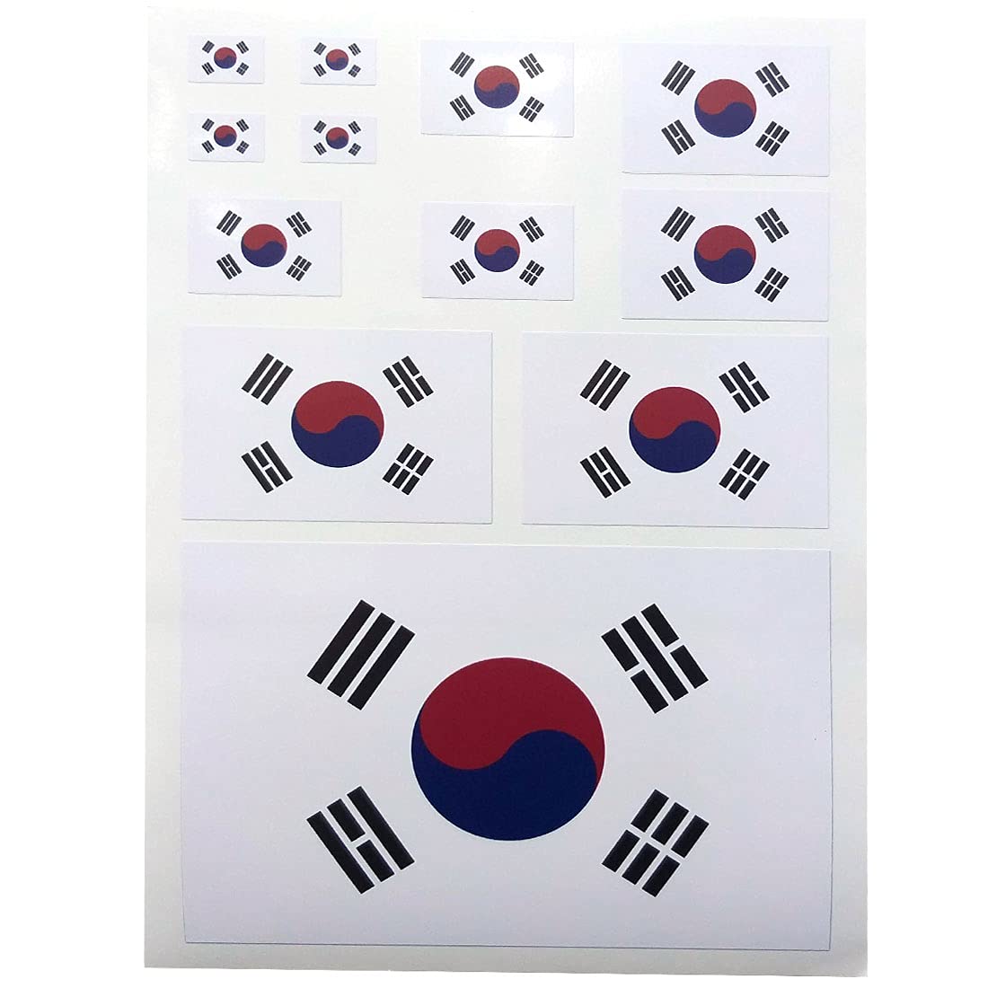 Pearly Material with a Total of 4 Different Sizes Korea Flag Waterproof Sticker Decal Variety Size Pack 11 Total Pieces Cars, Envelopes, School Projects, Laptops, Windows, Home Appliances, Etc.