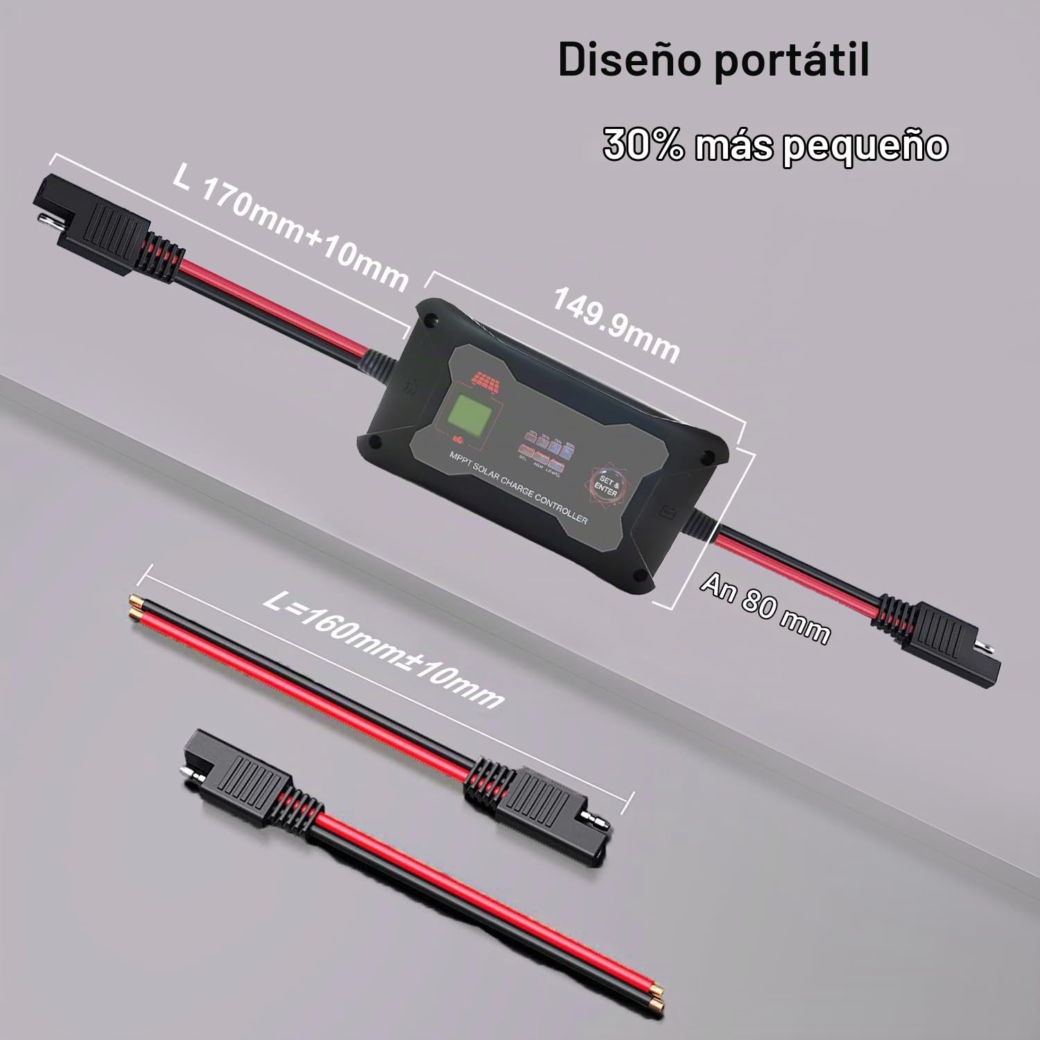 SolaMr 20A MPPT Regulador de Carga Solar 12V/24V Regulador de panel Solar Portátil Inteligente con Pantalla LCD y LED para GEL/AGM/Lead-Acid y LiFePO4 Batería-M2420P