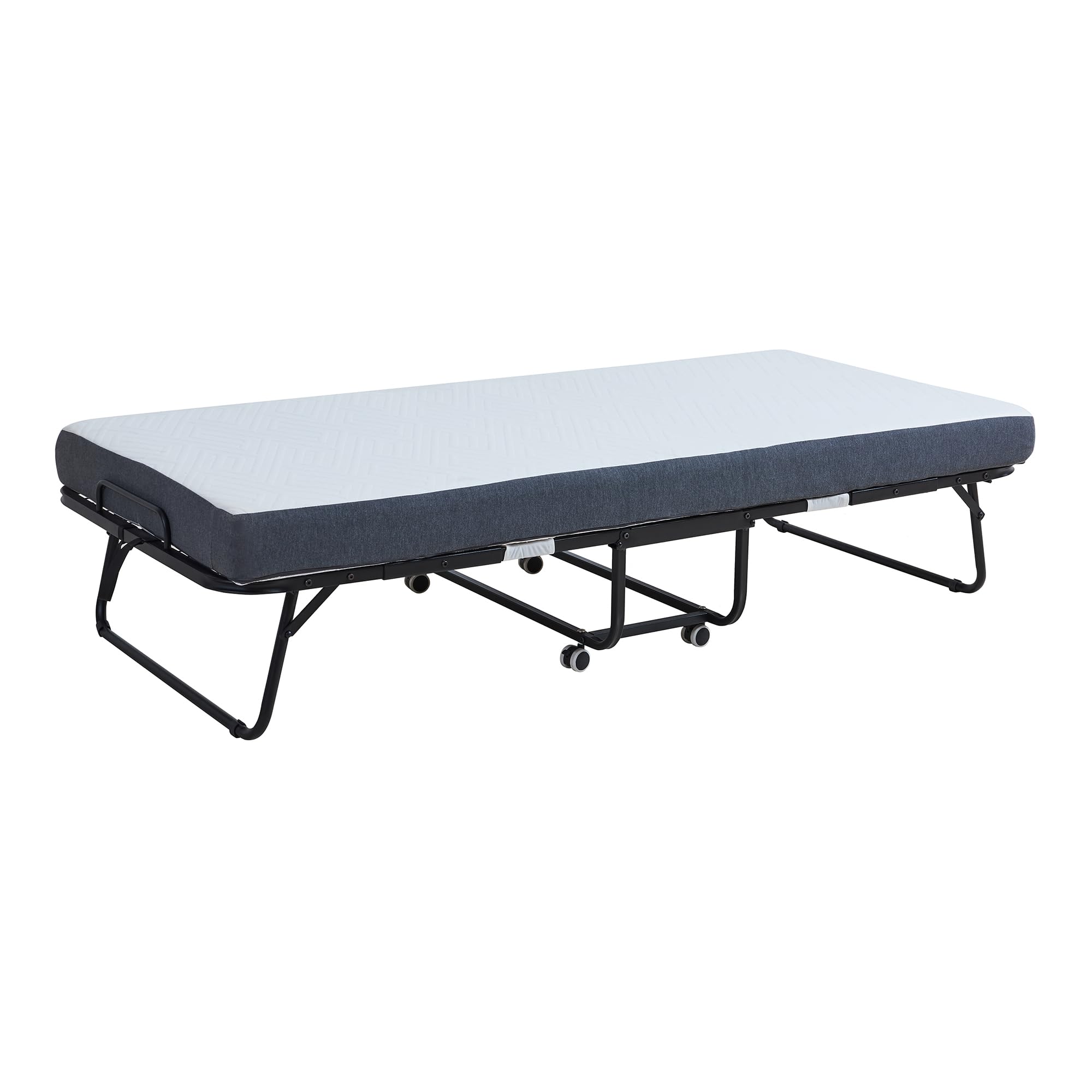 [en.casa] Letto Pieghevole con Materasso in Schiuma a Memoria 90x200 cm Brandina con Rotelle Letto Singolo Richiudibile Portatile Salvaspazio