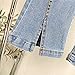 18-24 Months Girls' Wash Flared Jeans Split Hem High Waist Slim Fit Denim Pants Casual Fashion Comfortable Trousers with Pockets Blue