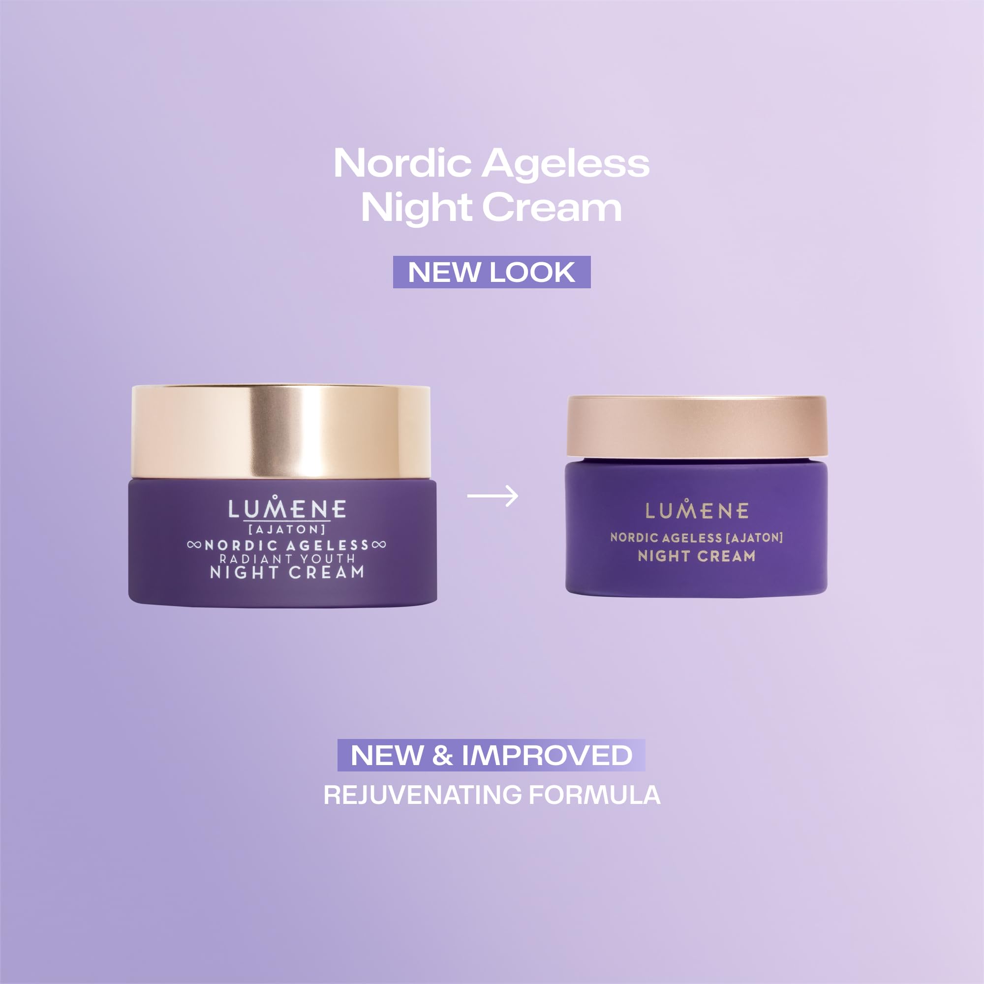 LUMENE Nordic Ageless [AJATON] Radiant Youth Night Cream | Rejuvenece y regenera la piel durante la noche | Con savia de abedul nórdico y antioxidantes para una piel más firme y juvenil | 50 ml
