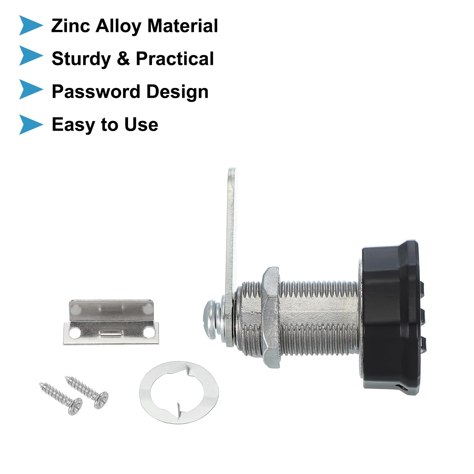 PATIKIL Combination Cam Lock Zinc Alloy Keyless 3-Digit Password File Cabinet Lock 1-3/16" Cylinder Chrome Finish Security Lock with Screw for Drawer Cupboard Black - Image 3