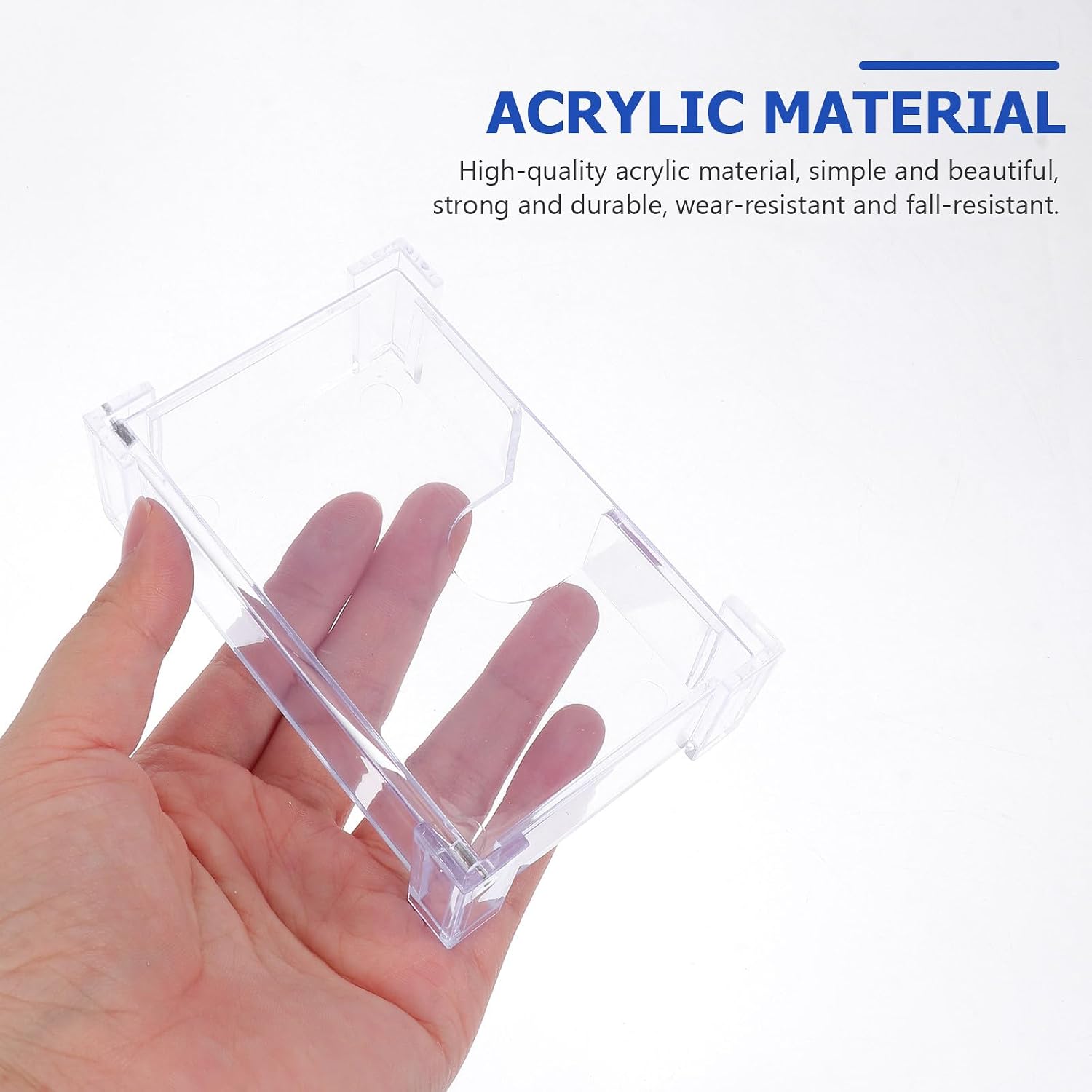BETOOKY 2pcs Acrylic Business Card Holder Hinged Desk Organizer Storage Box for Office and Desktop Display