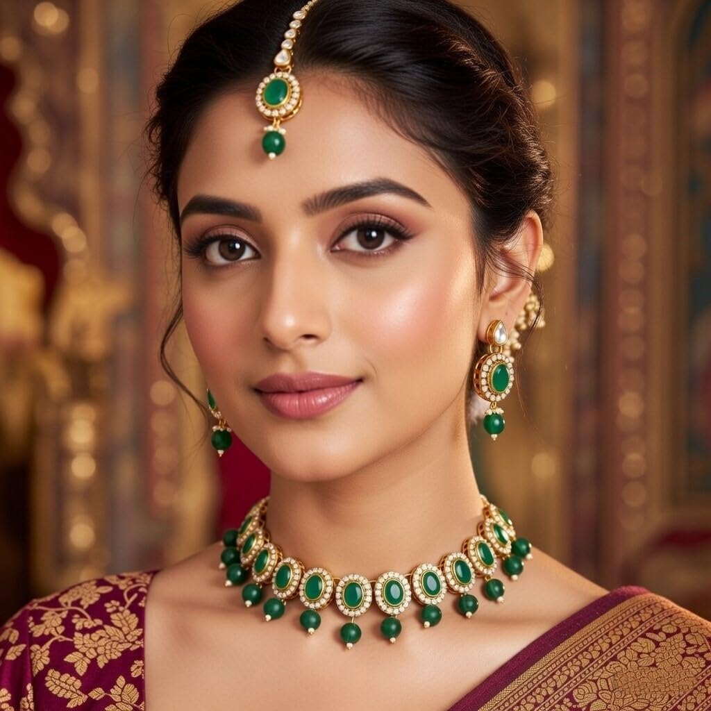 Efulgenz Indian Choker Necklace Earrings Crystal Bollywood Bridal Set image 3