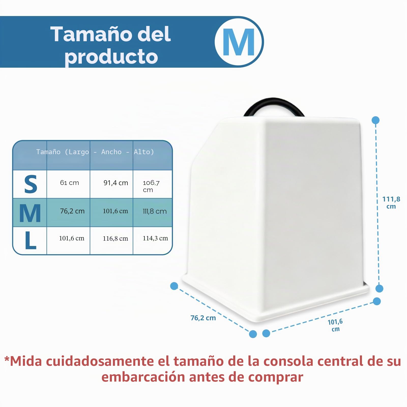 Funda para Consola Central de Barco, Lona de poliéster de Grado Marino 600D, Impermeable, Color Gris (tamaño Mediano de hasta 40 Pulgadas de Ancho x 30 Pulgadas de Largo 44 Pulgadas de Alto)