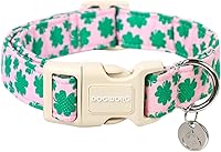 Vista 9 de DOGWONG Collar de algodón y cáñamo para perros, collar rosado resistente ajustable de tela natural suave para mascotas, lindo collar de boda