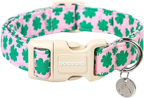 Miniatura 9 de DOGWONG Collar de algodón y cáñamo para perros, collar rosado resistente ajustable de tela natural suave para mascotas, lindo collar de boda