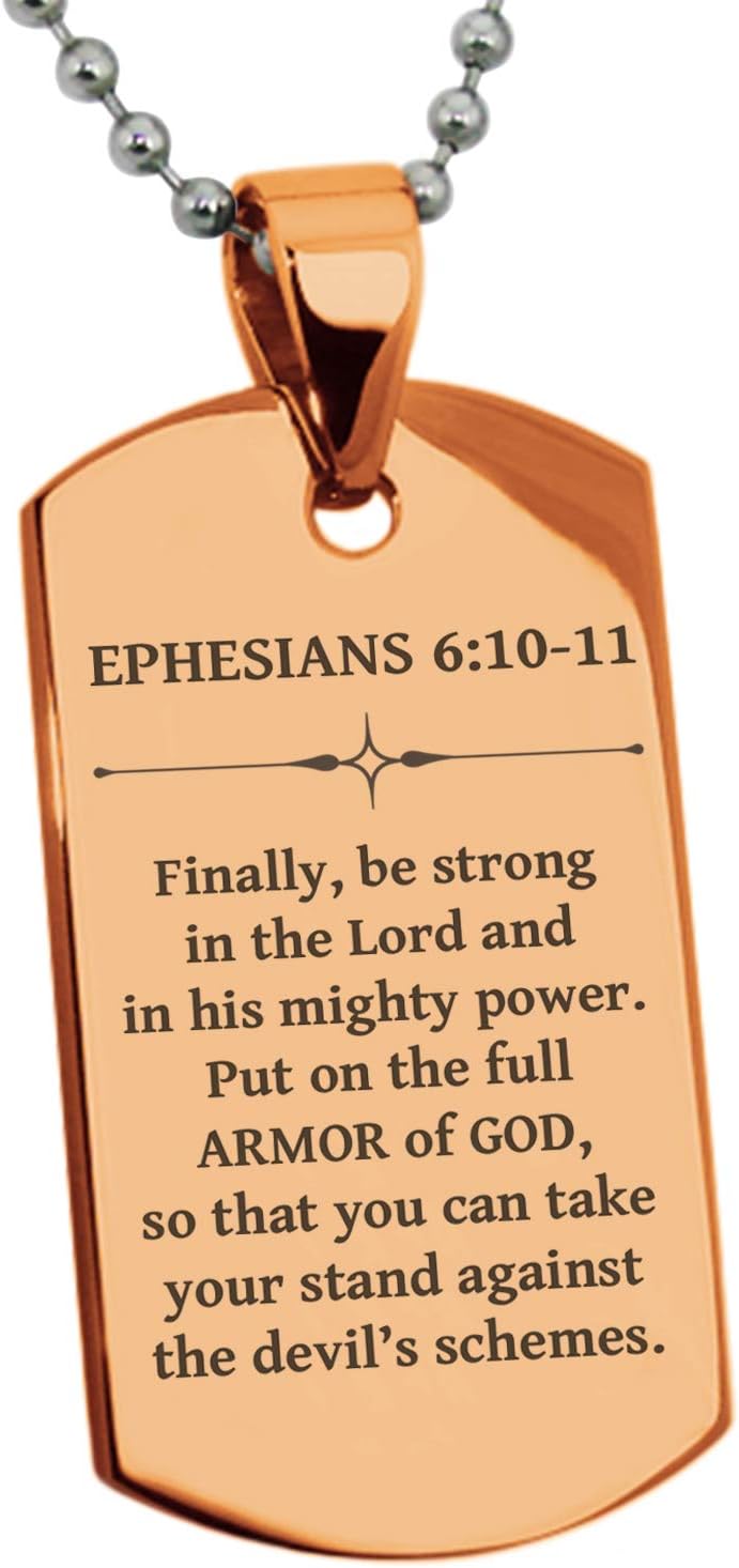 Stainless Steel Armor of God Ephesians 6:10-11 Dog Tag Pendant Necklace