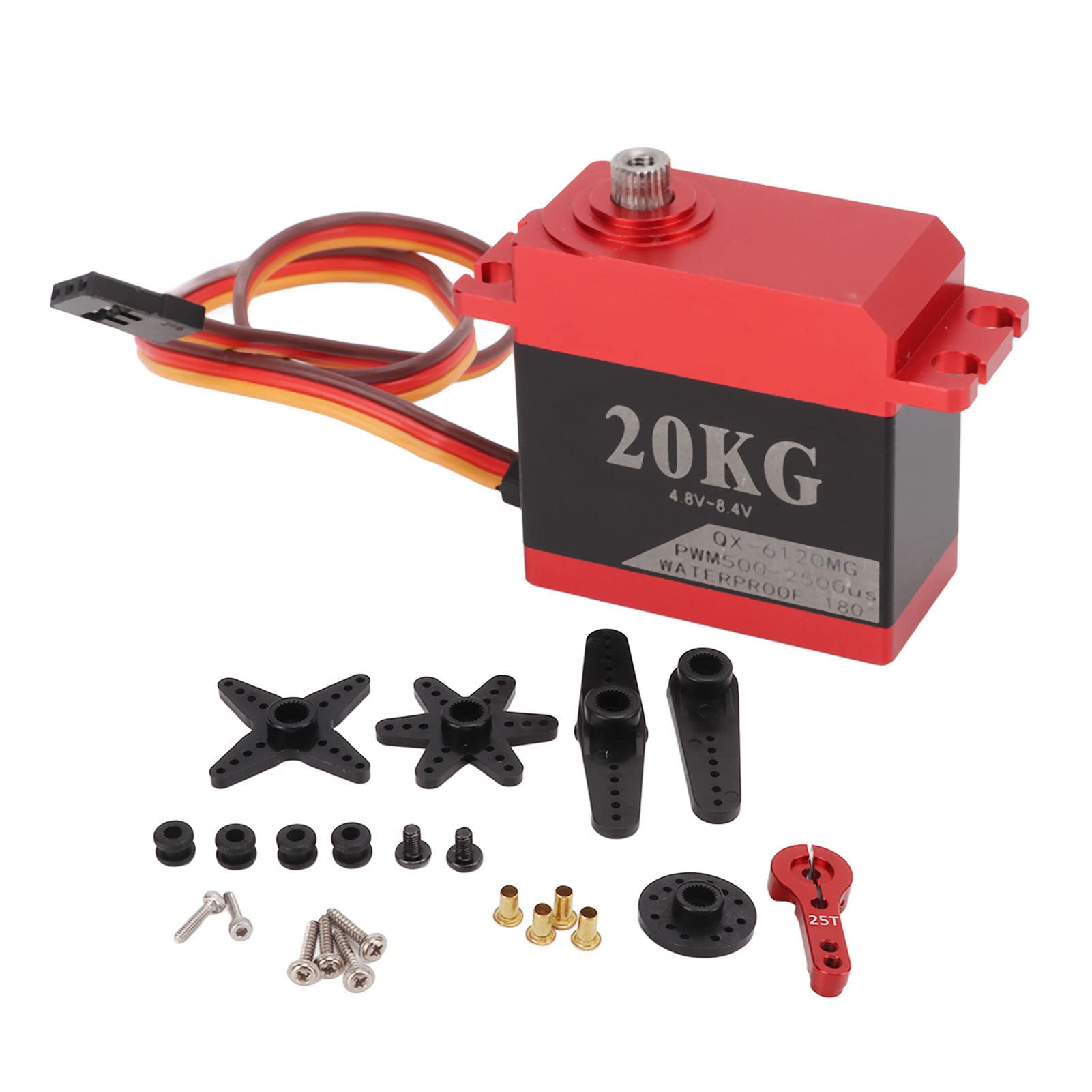 QX‑6120MG Serwo wysokociśnieniowe 8,4 V, 20 kg, wysoki moment obrotowy, serwomechanizm cyfrowy wykonany w całości z metalowej przekładni, do samochodu-robota