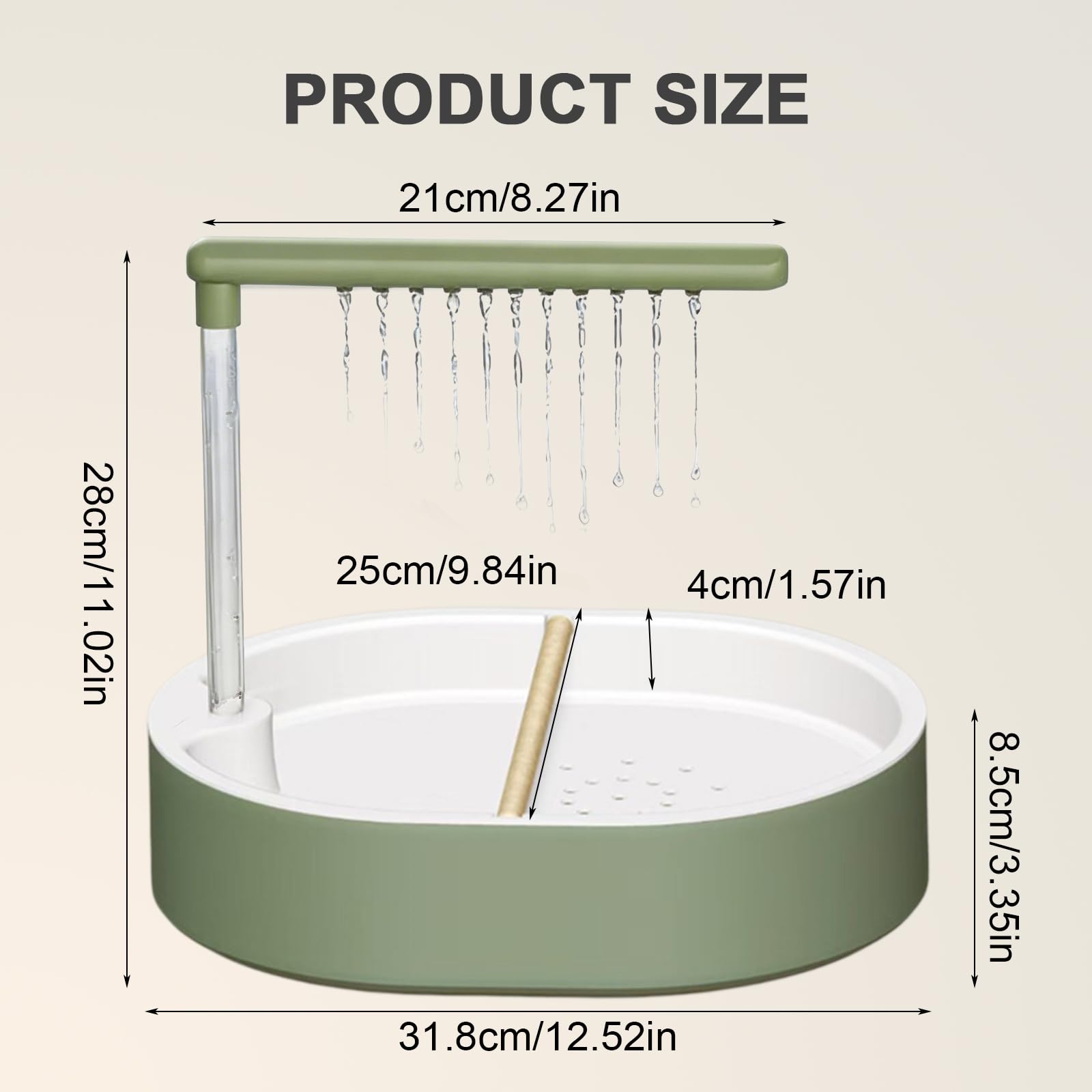 PORFOYO Bagno automatico per uccelli, 31,8 x 28 x 25 cm, vasca automatica per uccelli, vasca automatica per uccelli, doccia per uccelli, protezione dagli spruzzi d'acqua, per gabbie interne pappagalli
