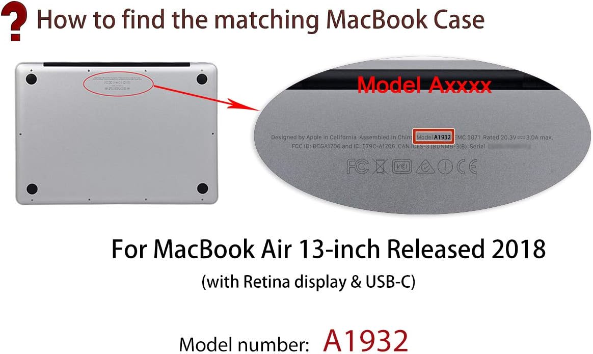 UESWILL Smooth Matte Hard Shell Case Cover Compatible with 2018 2019 MacBook Air 13 inch Retina Display & Touch ID & USB-C (Model A1932) + Microfibre Cleaning Cloth, Black
