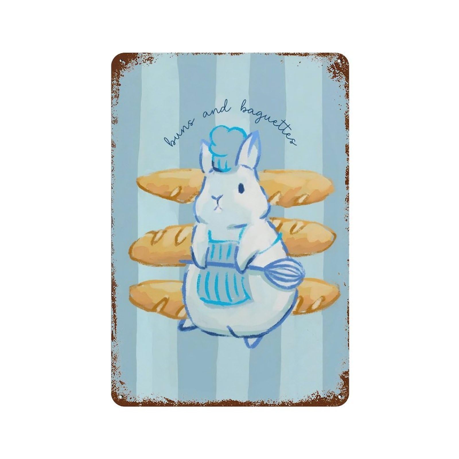 xiaoxiaoshen Bakery Bunny Colorful Painting Cute Wall Decor Art Metal Tin Poster Modern Home Decor Art Home Bar Shop Decorations Vintage Sign 30x20cm