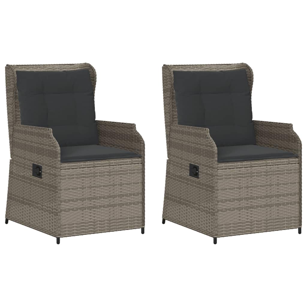 Poltrona da giardino con cuscino, 2 pezzi, regolabile, in rattan sintetico, resistente ai raggi UV, portata 110 kg, per giardino, terrazza ed esterni