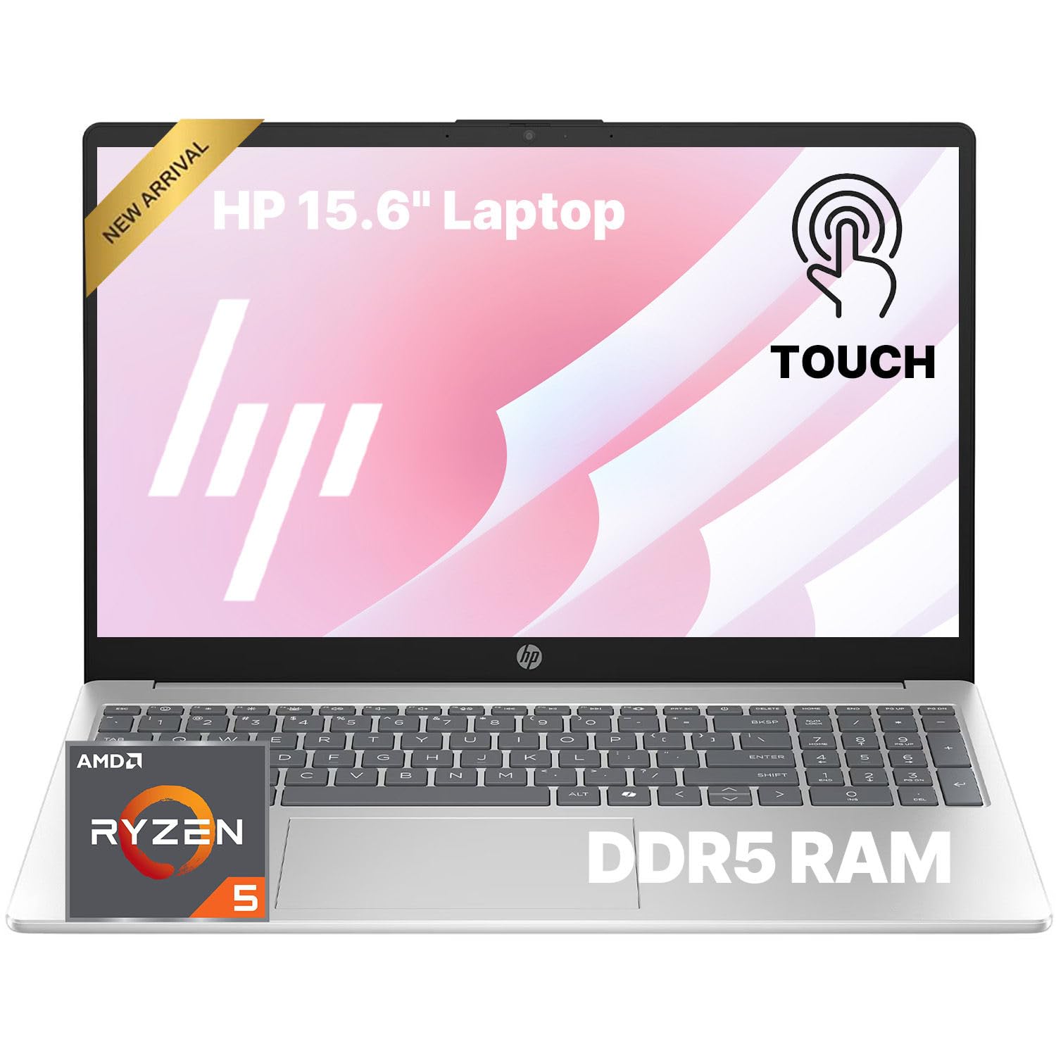HP 15.6" FHD Touchscreen Business Laptop • 2026 Edition • AMD Ryzen 5 7520U • 8GB LPDDR5 • 256GB PCIe SSD • Copilot AI • Wi-Fi 6 • Numeric Keypad • Windows 11 • w/o Mouse