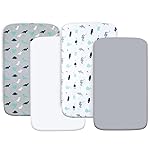 Crib Sheets for Boys or Girls 4 Pack, Baby Crib Sheets 52\'\' x 28\'\' for Standard Crib & Toddler Mattress, Soft and Breathable Material, Baby Crib Sheet Neutral, Grey Dinosaurs & Ocean