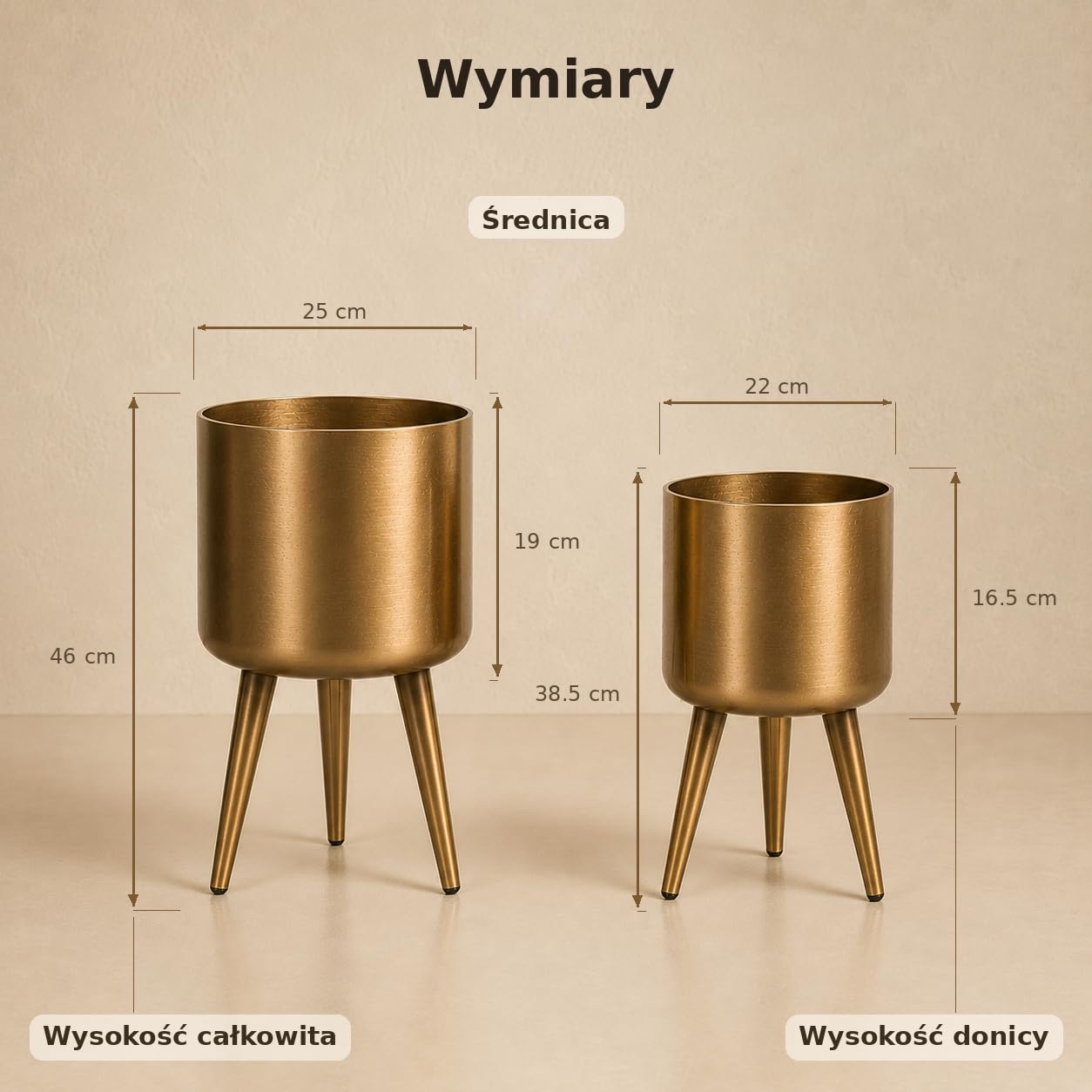 Leewadee Metal Doniczki na Nóżkach 2 Szt. Osłonka Stojak na Rośliny