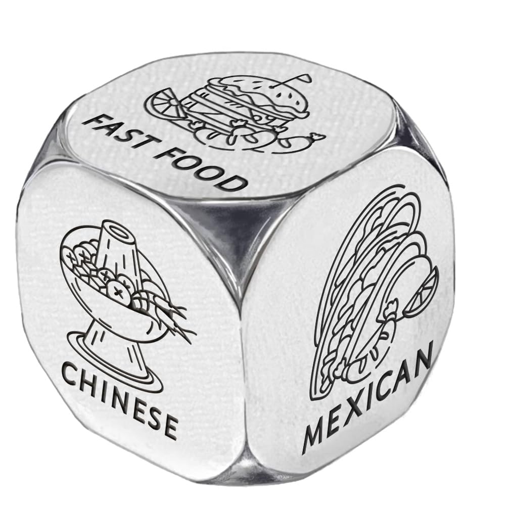 UNICRAFTALE Christmas Valentines Day Gift 1Set Food Decision Dice Date Night Ideas Stainless Steel Food Decision Dice Funny Anniversary Birthday Gift for Men Women โ image 1