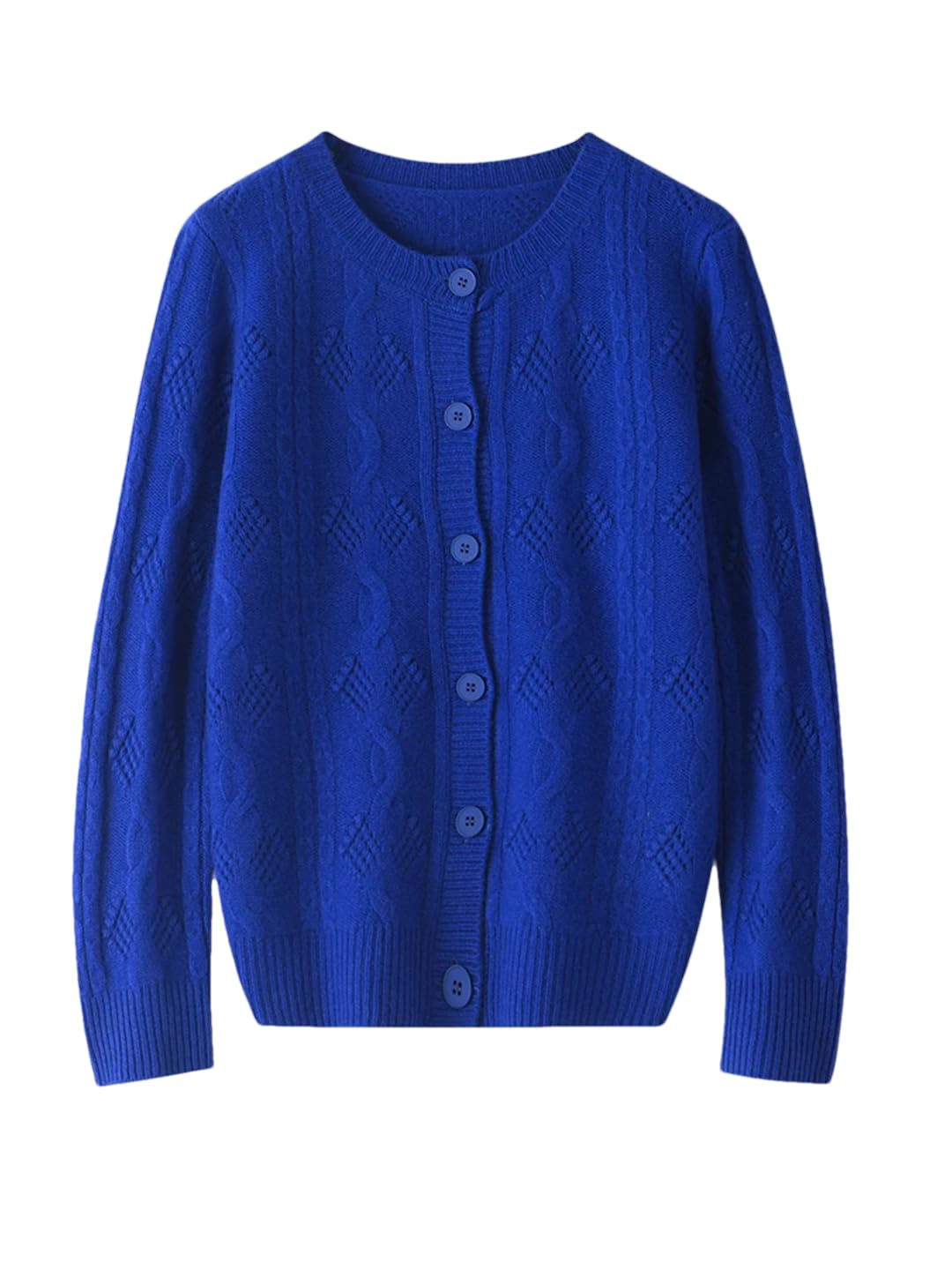 FLXHSA Damski sweter rozpinany, sweter z wycięciem pod szyją, guziki z dzianiny Merino