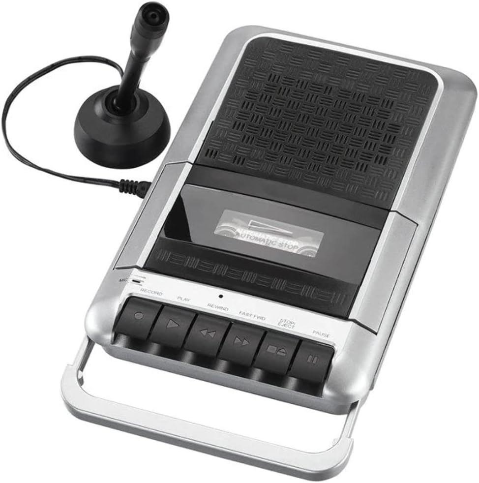 Sylvania PROSCAN Portable Cassette Player Recorder with Mic, Headphone Jack, AUX in, Black - Quality Sound & One-Touch Recording