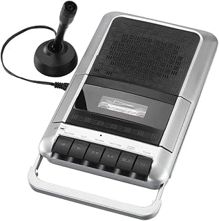 Sylvania PROSCAN Portable Cassette Player Recorder with Mic, Headphone Jack, AUX in, Black - Quality Sound & One-Touch Recording