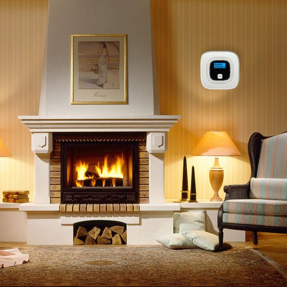 OBEST Detector de monóxido de Carbono, CO Alarma con Pantalla Digital y Funcionamiento con batería reemplazable, con botón de Prueba y indicador de Estado LED