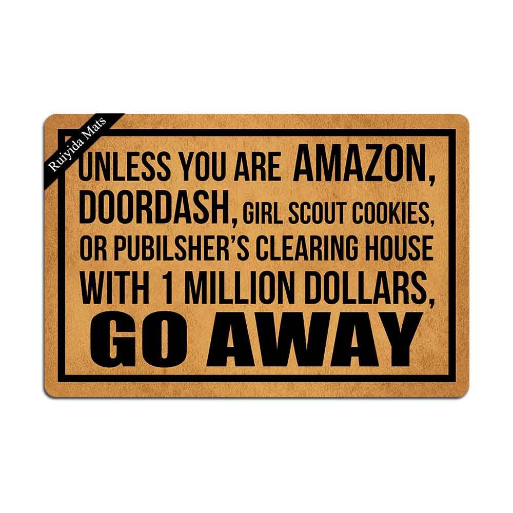 Ruiyida Entrance Mat Unless You are Amazon, Doordash Girl Scout Cookies Go Away Funny Doormat