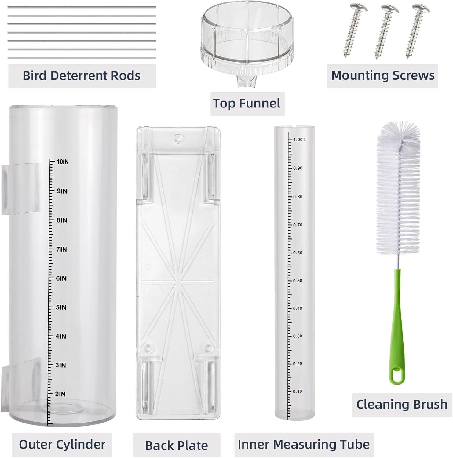Rain Gauge Outdoor Tube,10"Capacity Easy-to-Read Large Rain and Snow Gauge with Mounting Bracket,Freeze Proof Rain Gauge for Yard Garden Rainfall Measure,Precise Professional Accurate to 0.01 inch