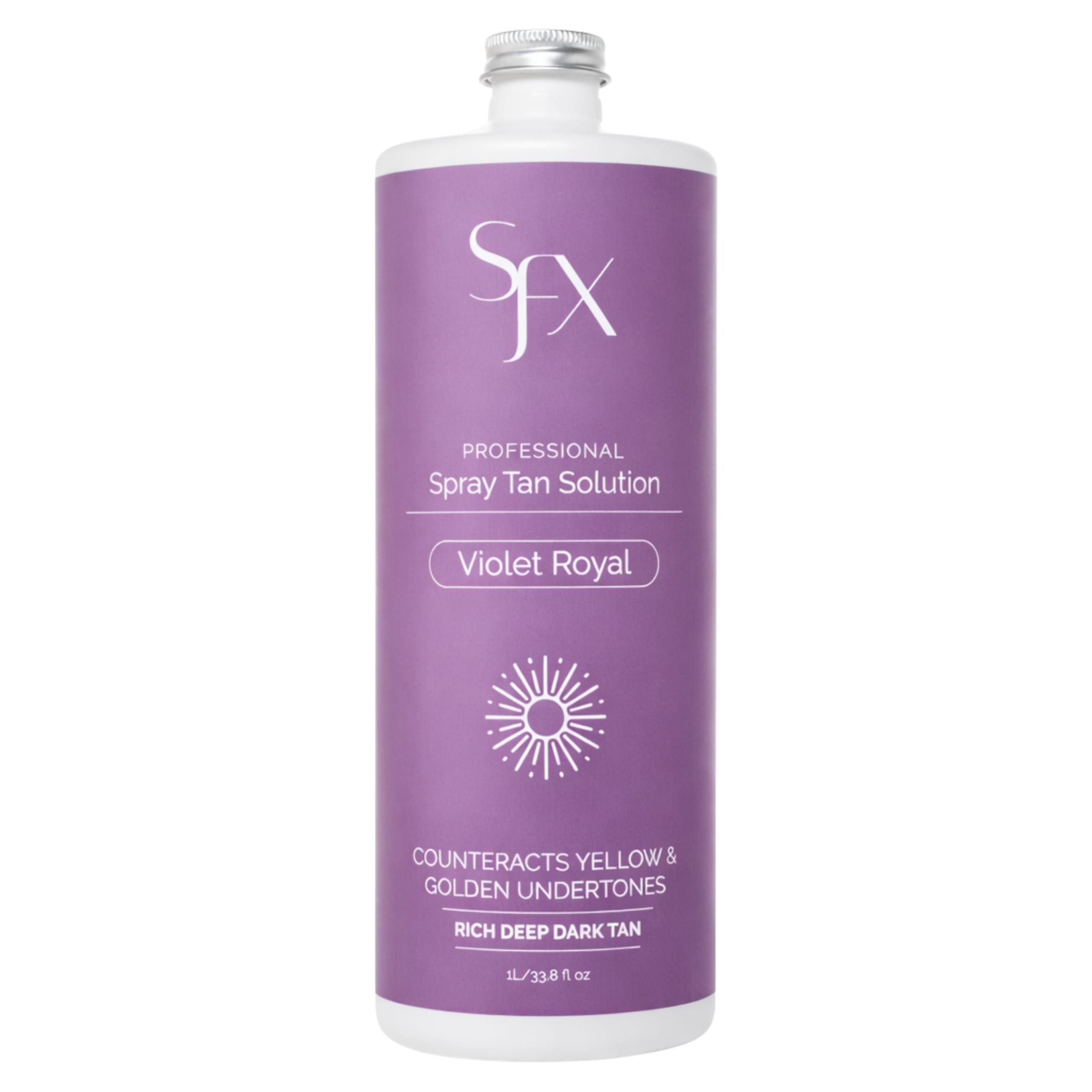 Professional Spray Tan Solution 1 Liter – Violet-Based DHA Formula for Cool & Olive Skin Tones – Dark, Even Bronze – Salon Grade, Fast Drying – SunFX Violet Royal