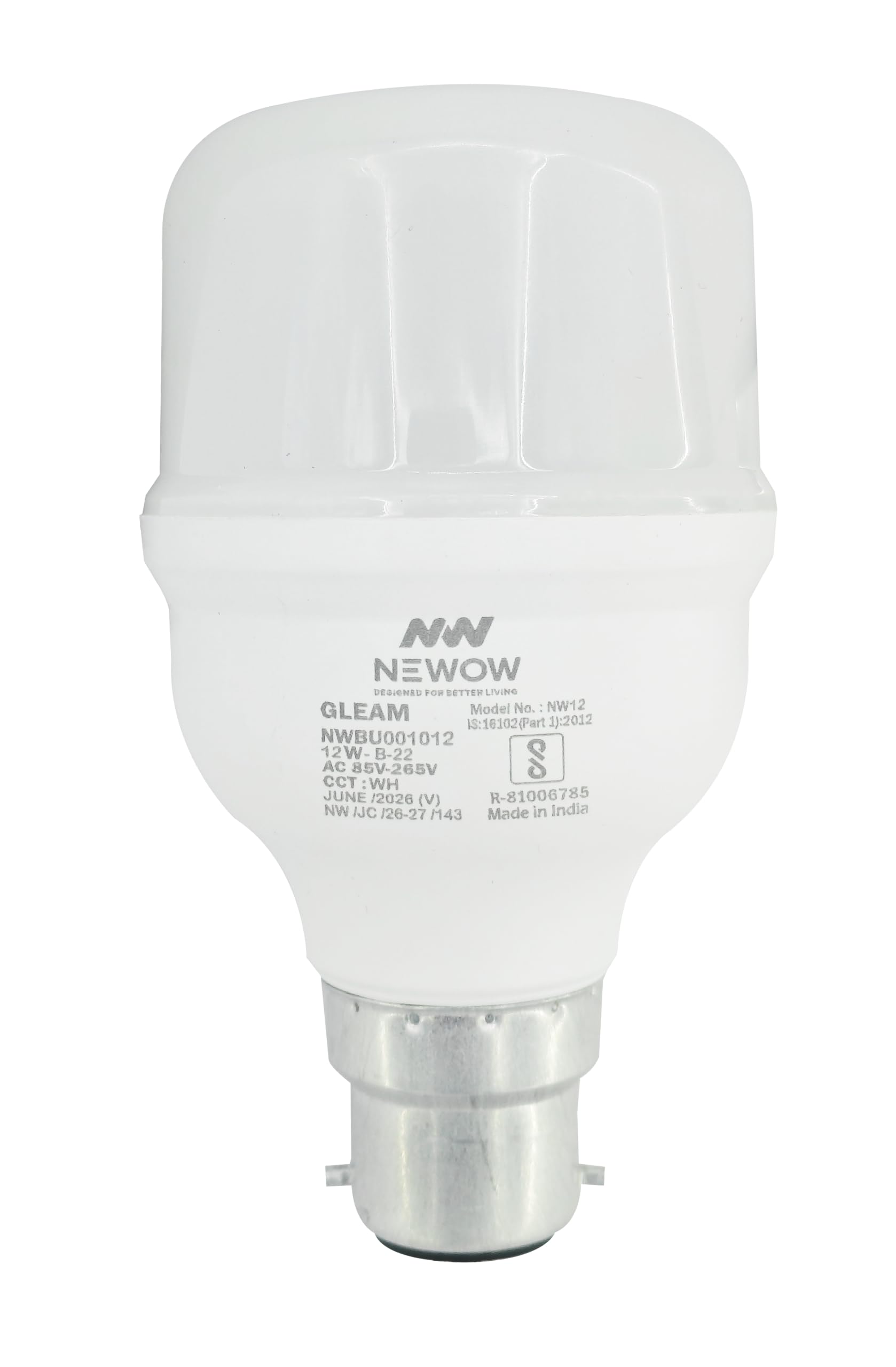 NW 12W Gleam LED Bulb | BIS Certified | Energy Efficient | 25,000+ Hours Long Life | High Brightness | 1 Year Warranty | B22 Base | Light Color- White (Pack of 2)-picture-11