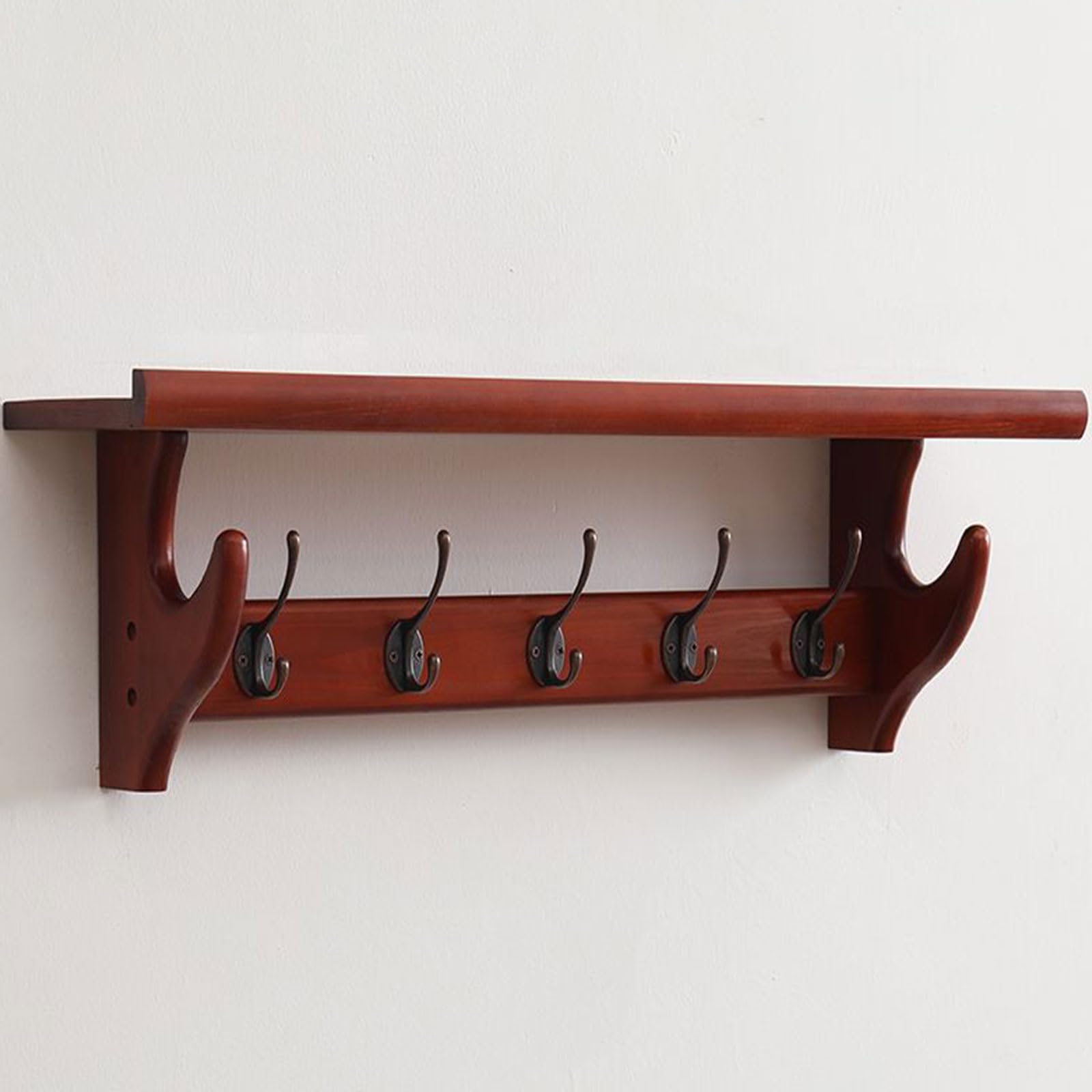 Perchero Estante Montado en la Pared, Perchero de Madera con Ganchos, Perchero de Pared con Ganchos, Estante de Entrada de Madera Rústica, Ganchos para Llaves de Alta Capacidad para Cocina,