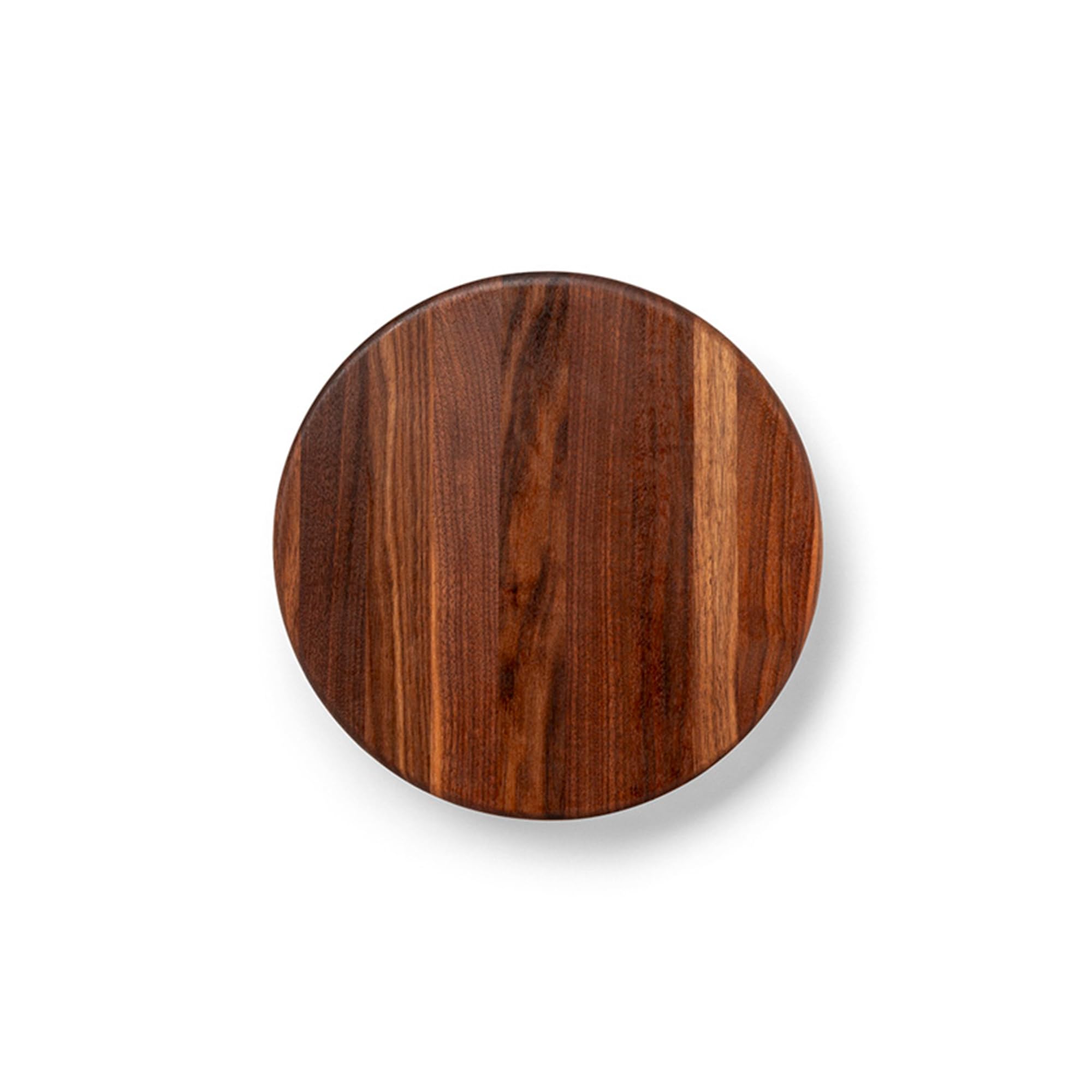John Boos B Series Round Wooden Walnut Cutting Board 12”x12” – 1.5” Thick, 12-lb Non-Reversible Butcher Block with Wood Bun Feet & Edge-Grain