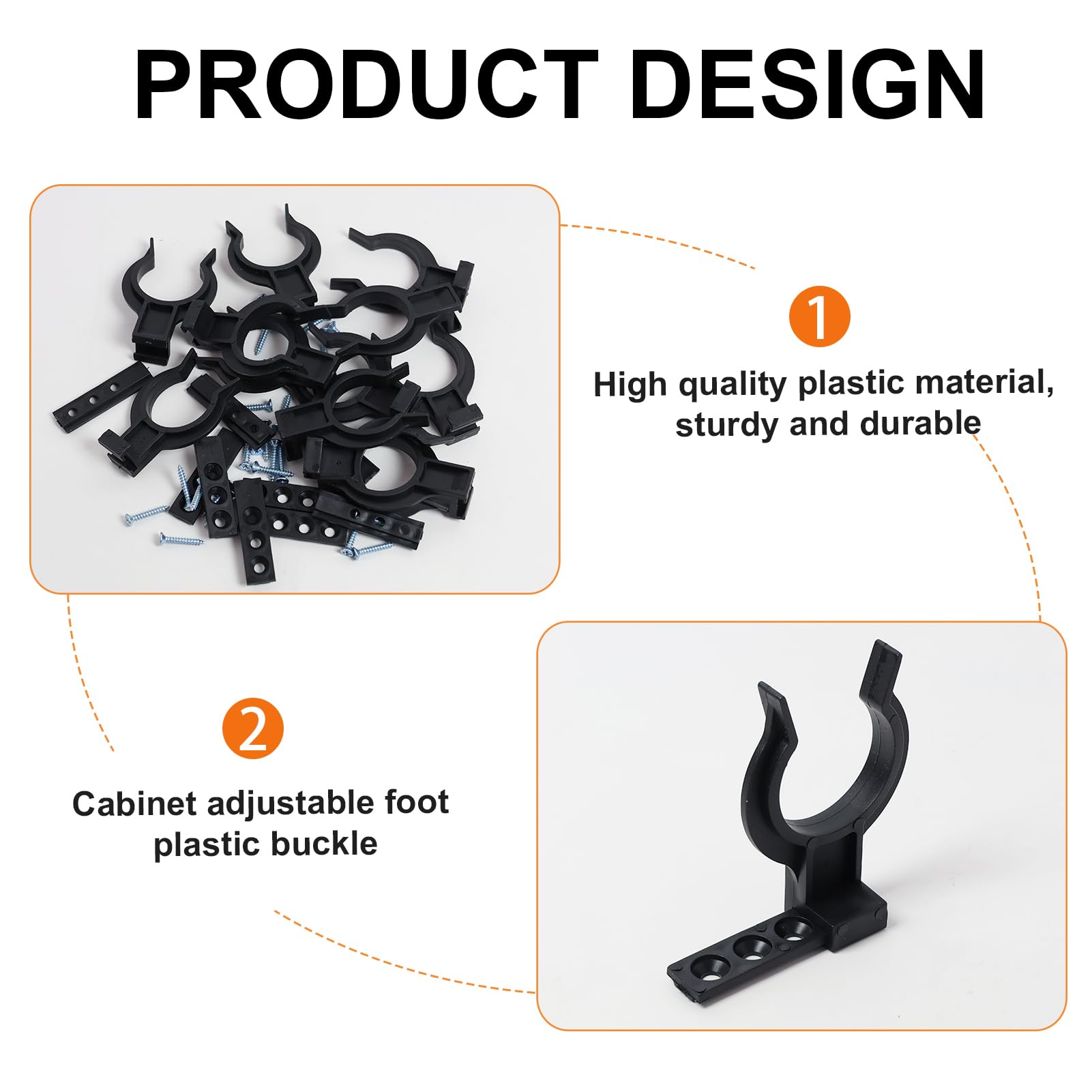 10 Clip Fissaggio Battiscopa Per Cucina - In ABS, Nere, Per Zoccoli Mobili E Piedistalli - Foto 5