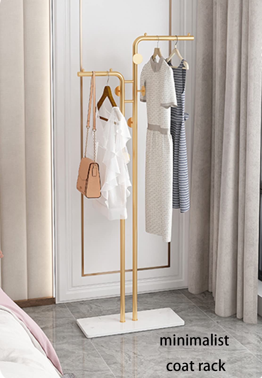Appendiabiti Design In Metallo Con Base Marmo: 8 Ganci Per Ingresso E Ufficio - 2