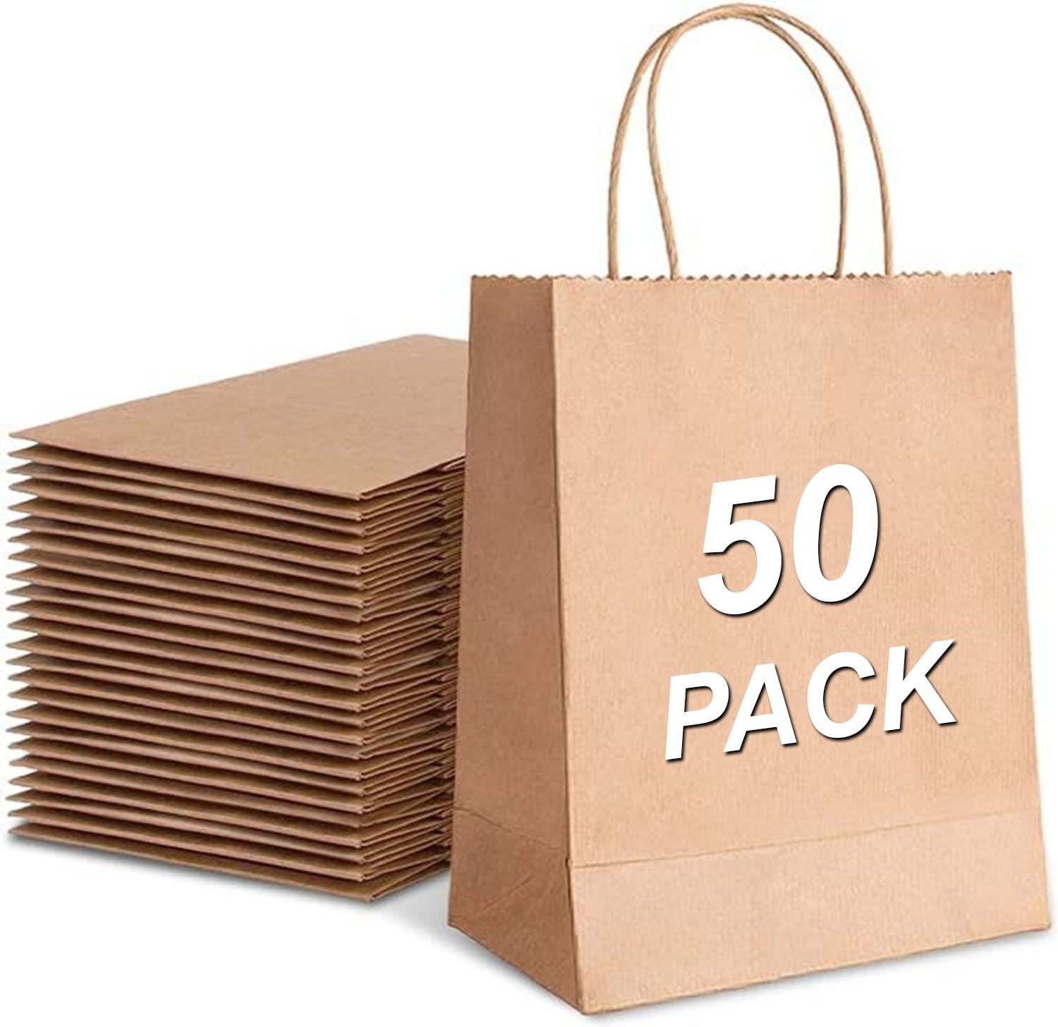 Aakriti Gift Bags 12.5" × 6" × 16.5" inch Brown Kraft Paper Gift Bags with Handles Bulk for Shopping, Merchandise, Retail, Grocery, Party Favor, Recycled Paper Sacks (BROWN 50PCS)-image-38
