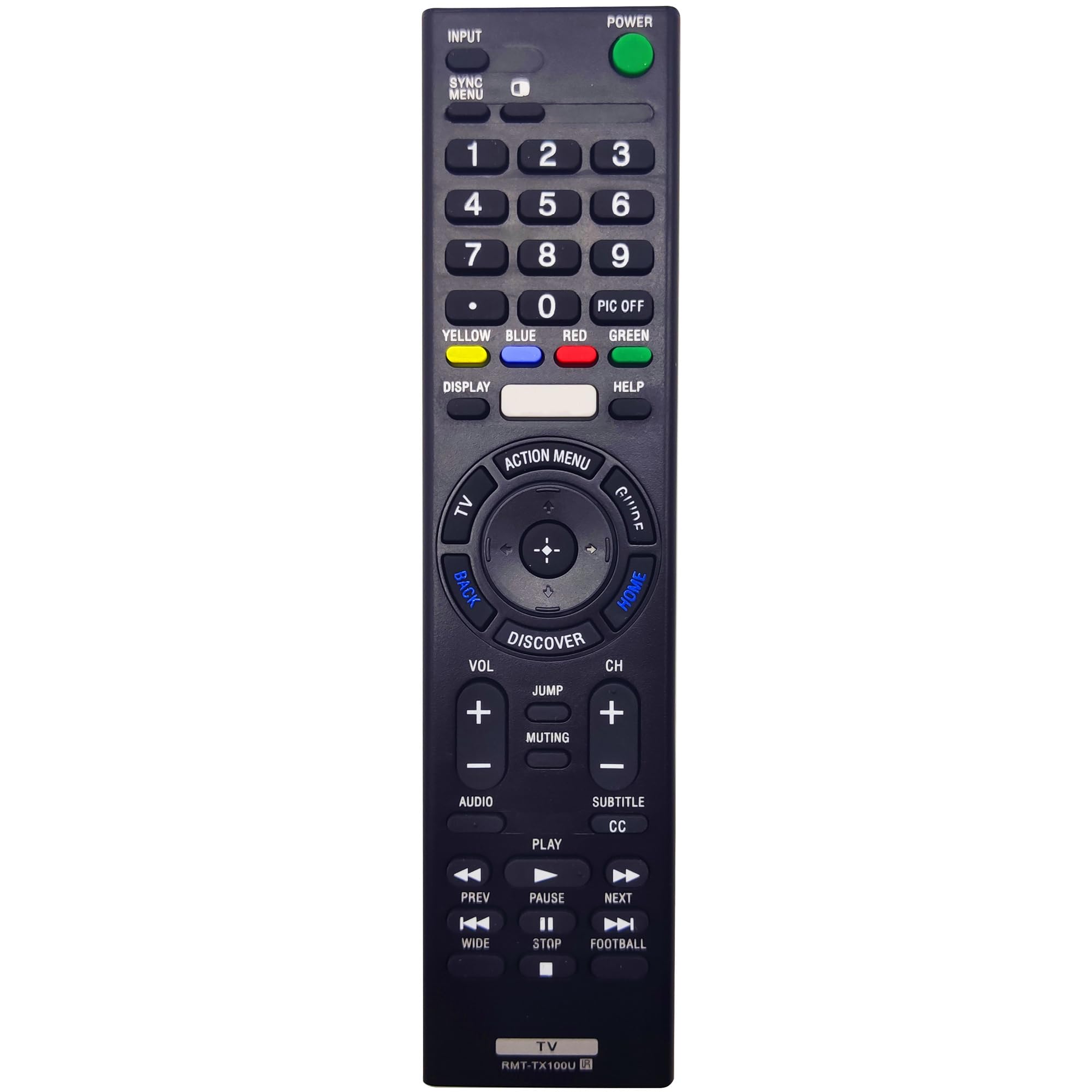 RMT-TX100U TV Remote Control for Sony KDL-50W800C, KDL-50W850C, KDL-55W800C, KDL-55W850C, KDL-65W800C, KDL-65W850C, KDL-75W800C, KDL-75W850C, XBR-43X830C, XBR-49X800C, XBR-49X830C