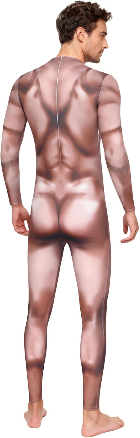 Jhaoyu Mens 3D Printed Long Sleeve Full Length Leotard Cosplay Costume Stretchy Unitard Clubwear