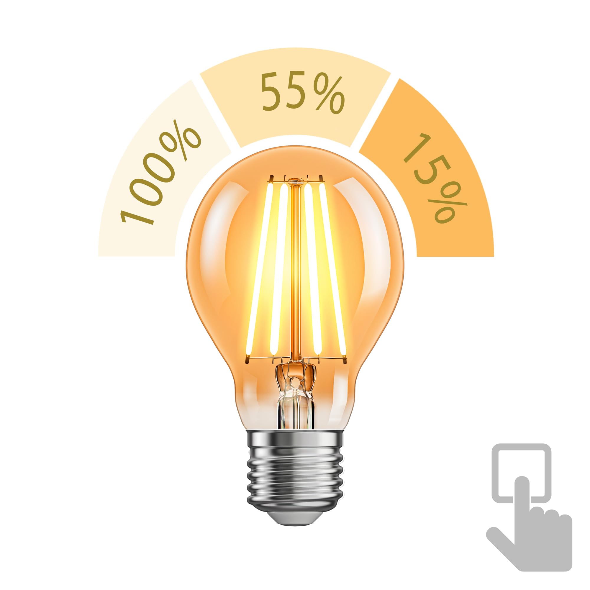 ledscom.de 12x lampadine LED E27, A60, bianco extra caldo (2400 K), 7 W, 778lm, dimmer a 3 livelli, color oro