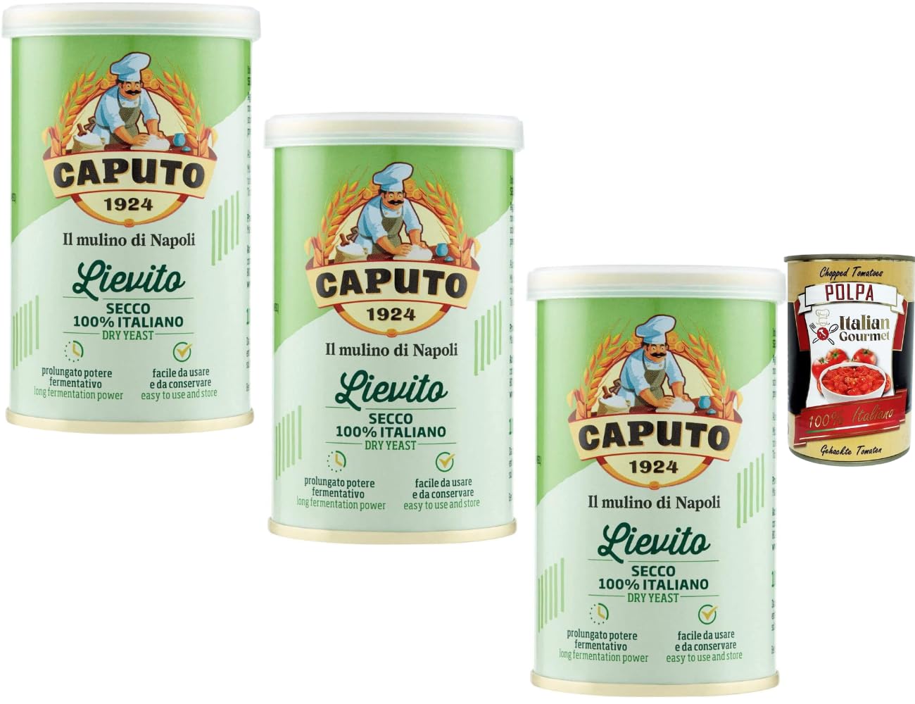 Italian Gourmet Bundle 3 x 100 g Levure Sèche Italienne Haute Activité pour Pizza Pain et Pâtisserie + Italian Gourmet Polpa 400 g, levure sèche 100% italienne, fermentation prolongée