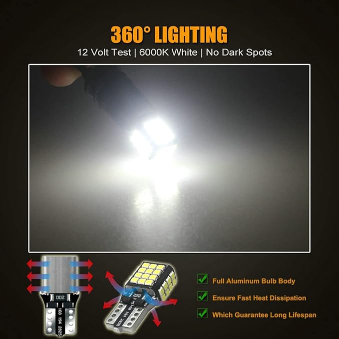 Pack de 4 bombillos LED T10 194 168 6000K Blanco Frío 12V miniatura 5